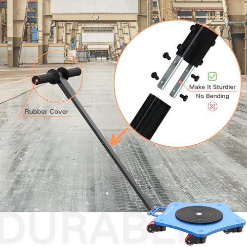 Machine Skates, 8800 lb Heavy Duty Machinery Mover, 5 PU Rollers - Image 3