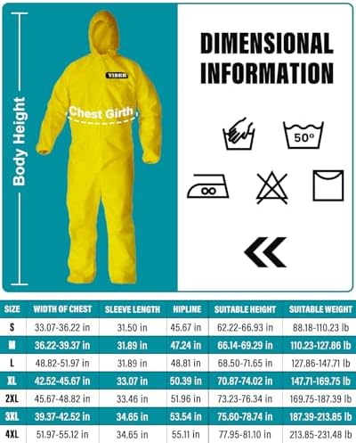 Hazmat Suit Disposable Coverall | Full Body Painters Suit in 7 Sizes with Multiple Specifications for Men & Women - 2X-Large, Yellow, 1 - Image 4