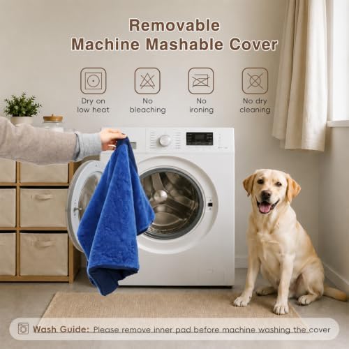 NUPIDA Waterproof Large Dog Bed for Crate with Washable Cover, 35x22, Navy - Image 7