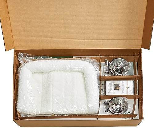 MidWest Homes for Pets Intermediate Double Door iCrate Starter Kit, 36-inch Dog Crate Bundle for Medium to Large Breeds, Includes Cage, Pet Bed, 2 Bowls and Privacy Cover - Image 4