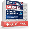 BNX TruFilter 16x16x1 Air Filter MERV 13 (4-Pack) - MADE IN USA - Electrostatic Pleated Air Conditioner HVAC AC Furnace Filters for Allergies, Pollen, Mold, Bacteria, Smoke, Allergen, MPR 1900 FPR 10 by BNX