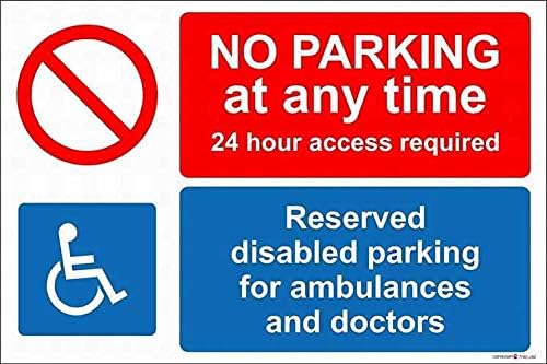 New Warning Metal Tin Signs Safety No Parking at Anytime 24 Hour Access Required Reserved Disabled Parking for Ambulances and Doctors 20 x 30 cm by Eletina
