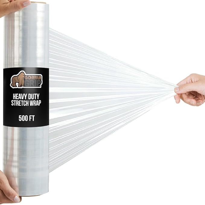 GORILLA GRIP 500% Stretch Film Heavy Duty Plastic, 500ft Shrink Wrap Roll 17" by GorillaGrip