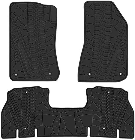 Car Floor Mat for Jeep Wrangler JL 4x4 Door Sahara Rubicon 2018-2025 2026 Custom Fit Full Black Rubber Auto Floor Liner Mat All Weather Heavy Duty - Not Fit 4XE by SanAuto
