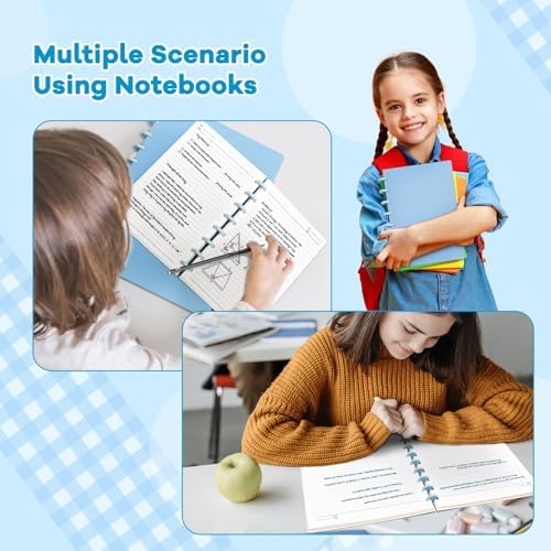 Discbound Notebook, 8-Disc Disbound Planner with Removable Pages, 180 Pages Spiral Notebook, Poly Cover Discbound Planner for Work, Travel, Note Taking(With Index Sticker),Blue,A4 - Image 6