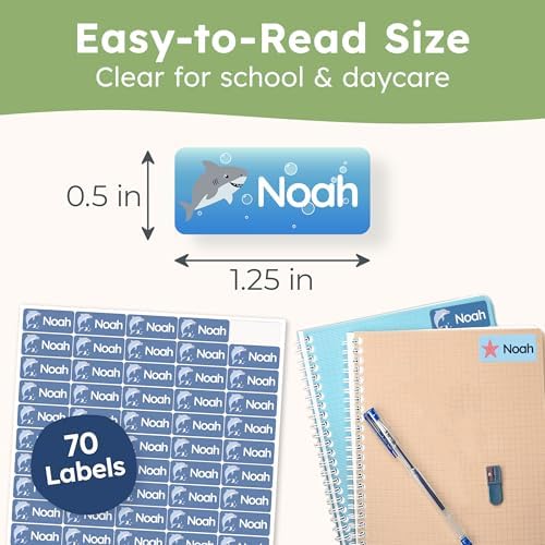 Personalized Name Labels for Kids (70 Labels) - Durable & Waterproof Custom Name Stickers for Clothing Tags, School Supplies, Camp & Daycare - Playful Sea (1.2”x0.5”) - Image 6