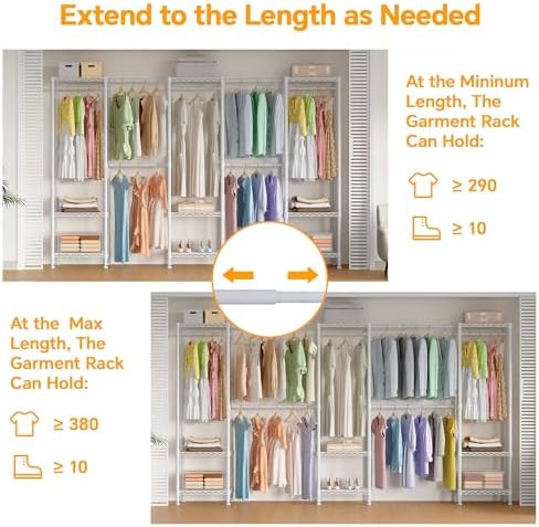 Higeego H11 Heavy Duty Clothes Rack White Clothing Rack for Hanging Clothes - Image 2