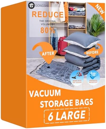 GONGSHI Vacuum Storage Bags for Clothing, 6-Pack, Large by GONGSHI