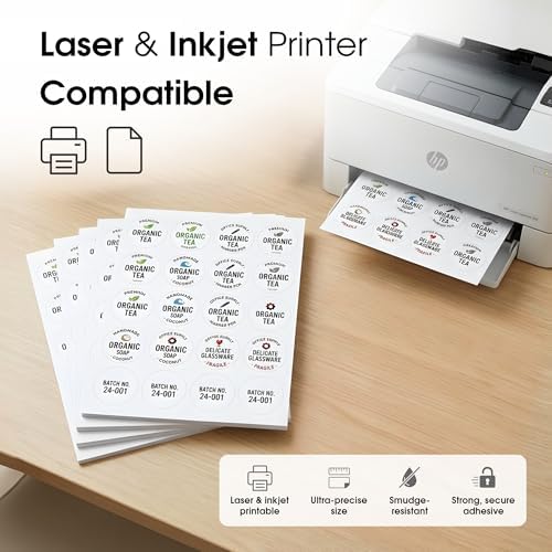 2" Round Stickers for Laser & Inkjet, Spartan Industrial Template C004 - Image 4