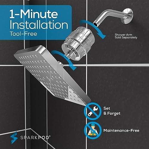 SparkPod Filtered Shower Head, 23-Stage, 8" Square, Polished Chrome - Image 5