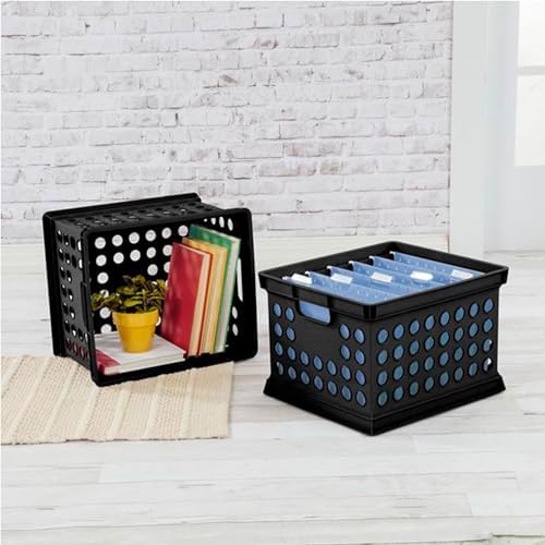 Sterilite Storage Crate Bin File Organizer for Home & Office,Black, 12-Pack - Image 5