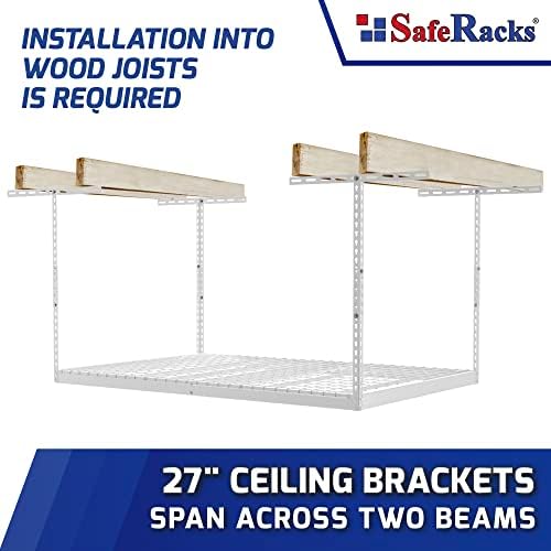 SafeRacks 4x6 Overhead Garage Storage Rack, White, 24"-45" Height - Image 4