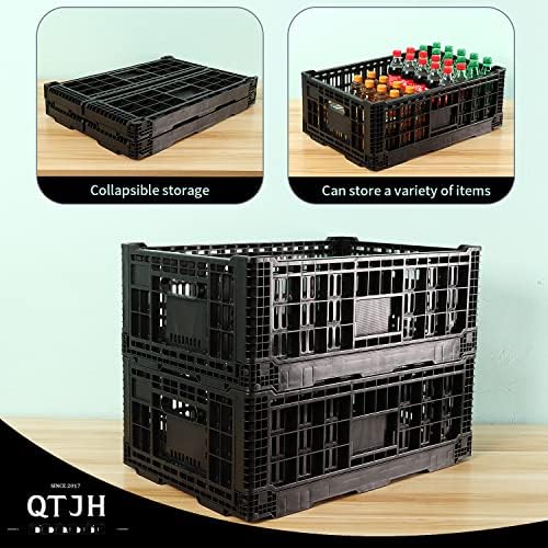 Collapsible Storage Bin Containe，52 Liter Transferheavy duty plastic storage box,milk crates heavy duty Transit storage of various items black (2) - Image 3