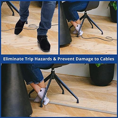Cord Cover Floor 6ft Grey, PVC Floor Cable Cover, Cord Hider Floor Cord Protector Prevent Cable Trips & Protect Wires, Floor Cable Management Hide Cords on Floor, Cord Cavity - W0.47 x H0.28 - Image 3