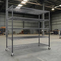 TrailBlaze Heavy Duty Metal Wire Shelving Rack for Food Service - 5-Tier, 3300lbs Capacity, Adjustable Storage with Wheels, Commercial & Industrial Use, Garage, Kitchen, Pantry, 82.6" H x 59" W - 5 by Unknown