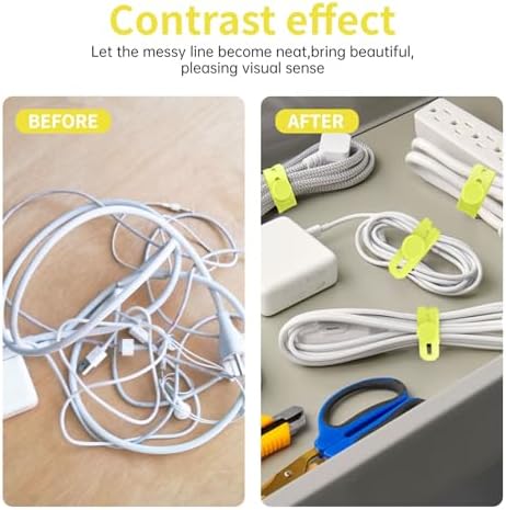 Oligei 25 Pcs Silicone Cable Ties, Cable Ties Reusable, High Elasticity Cord Wraps for Electrical Cords, Cord Organizer for Earphone, Phone Charger(Yellow) - Image 6