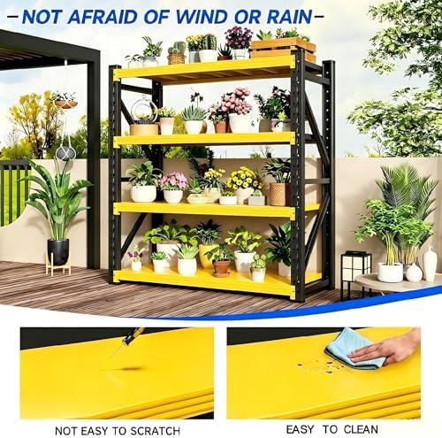79" H Garage Storage Shelves,3000LBS Garage Shelving Heavy Duty Adjustable Shelving Unit,4 Tier Metal Utitly Shelves Industrial Shelving for Warehouses,Basement,Black-Orange - Image 5