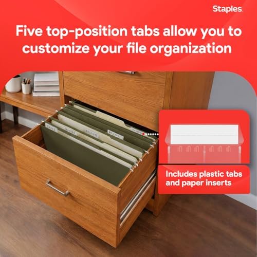 Staples Hanging File Folders, Legal Size, 1/5-Cut Tabs, Green, 50/Pack - Image 5