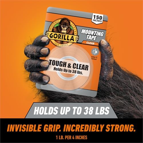 Gorilla Tough & Clear Double Sided Mounting Tape, Clear Tape, 1" x 150" (Pack of 12) - Weatherproof for Indoor or Outdoor - Image 2