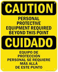 Caution Personal Protective Equipment Required Beyond This Point Bilingual Osha Sign, 24x30 Inches, 55 mil thick HDPS (high density polystyrene), Made in USA by My Sign Center by MySignCenter
