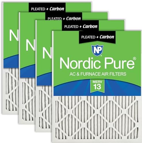Nordic Pure 18x20x1 Pleated MERV 13 Plus Carbon Air Filters 4 Pack by NordicPure