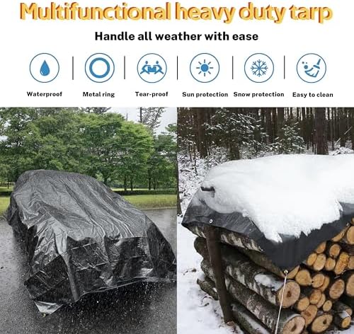 TARPAL tarp Waterproof 8x10 Feet Black 14mil Heavy Duty tarps - Image 2