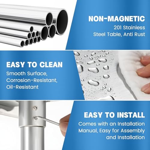 KUARBARR Stainless Steel Table for Prep & Work with Backsplash 24 x 36 Inches NSF Metal Commercial Kitchen Adjustable Under Shelf Worktable for Restaurant Home Outdoor - Image 4