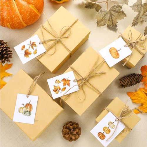 Tenceur 50 Set Fall Pumpkin Gift Tags with Strings, Thanksgiving Label - Image 4