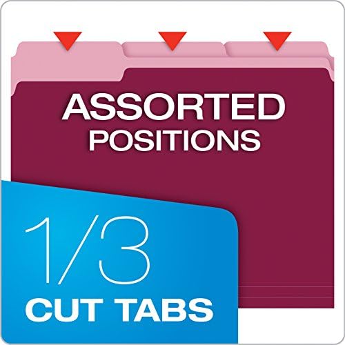 Pendaflex Two-Tone Color File Folders, Letter Size, 1/3 Cut, Burgundy, 100 Per Box (152 1/3 BUR)(Pack of 5) - Image 2