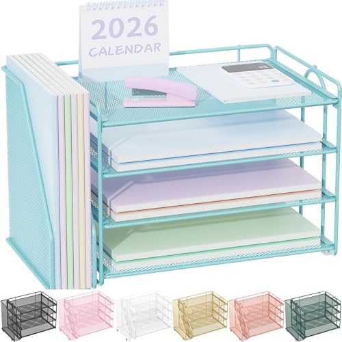 Spacrea 4-Tier Paper Organizer for Desk with File Organizer by Spacrea