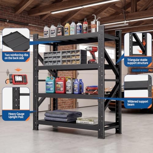 LLIIFFFEE Heavy Duty 4-Tier Metal Storage Garage Shelving Unit - Image 3