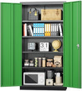 INTERGREAT Metal Lockable Storage Cabinet, 72” H Storage Cabinet with 2 Doors and 4 Adjustable Shelves for Office, Home, Garage, Pantry (Assembly Required, 18”D, Black Green) by INTERGREAT