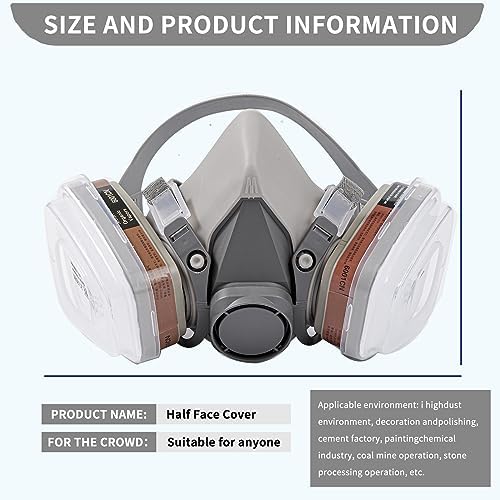 Reusable Half Face Respirаtor, Gas Cover Organic Vapor Mask and Dust-proof Face Cover, Protection for Painting, Mechanical Polishing, Logging, Welding and Other Work - Image 3