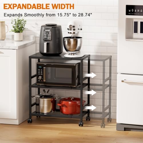 Expandable Metal Storage Shelves Rack with Wheels,3Tier Heavy Duty Shelving - Image 3