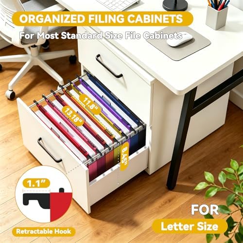 Plastic Hanging File Folders Letter Size,12 Pack Durable Filing Cabinet Folders with Tabs,1 inch Expanding Hang Folder for Home Office,Colored Heavy Duty File Folder Hangers for File Frame Box - Image 3