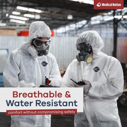Medical Nation Hazmat Suits Disposable | 1 Pack, Small | Protective Coveralls with Attached Hood and Boots | Heavy Duty Full Body Painters Suit for Adults - Breathable & Water Resistant - Image 6