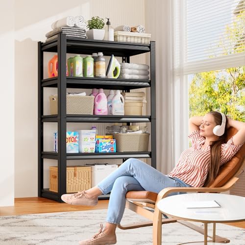 Set of 4 Garage Shelving 5-Tier Heavy Duty Storage Shelves, Adjustable Metal Shelving Unit, Utility Garage Organizer Shelf for Basement, Pantry, Warehouse, Supermarket, 45.7" Wx19.7 Dx71.2 H - Image 7