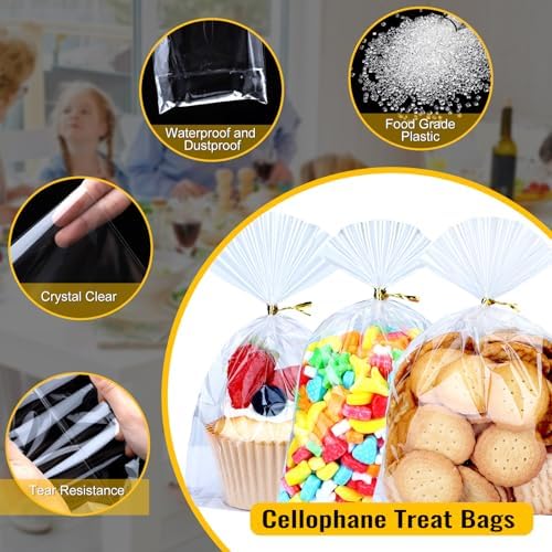 200pcs 5X7 inch Clear Cellophane Bags Gift Wrap Treat Party Favors Bags - Image 3
