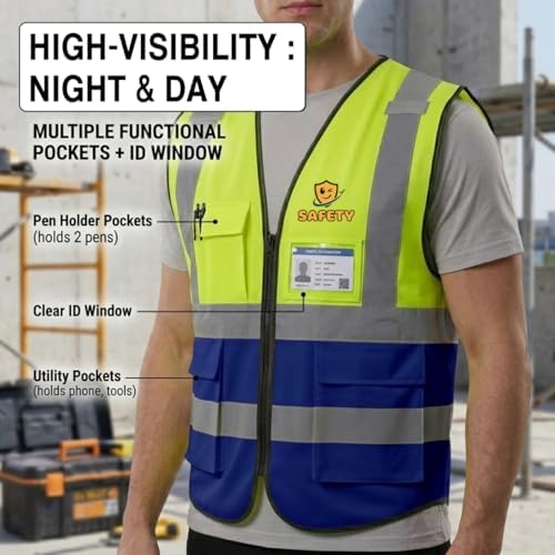 High Visibility Safety Vest with Reflective Strips Customize Logo Hi Vis Team Work Uniform Vest (2XL, Yellow black) - Image 3