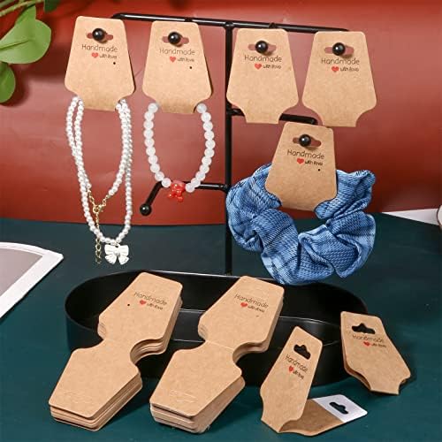 200PCS Bracelet Display Cards Necklace Holder Cards Self Adhesive Jewelry Packaging Selling Card for Small Business (Brown, 1.8x4.7 inches) - Image 5