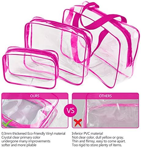 3Pcs Crystal Clear PVC Travel Toiletry Bag Kit for Women Men, Cosmetic Bags - Image 4