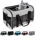 Cat Carrying Case - Pet Carrier Airline Approved, Protable and Breathable Pet Travel Carrier Removable Fleece Pad, Collapsible Cat Carrier Dog Carrier for Medium Cats Small Cats Dogs (Grey&Black M) by home