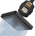 Voolan Filtered Shower Head - 20 Stage Luxury Rain Shower Filter For Hard Water for Remove Chlorine and Harmful Substances - 6" Square High Pressure Rainfall Showerhead (Matte Black) by Voolan