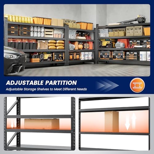Yizosh 79" W Metal Garage Storage Shelves,7000LBS Heavy Duty 4-Shelf Adjustable Steel Organization Shelving,Utility Rack Shelf,79" W x 24" D x 79" H for Basement,Warehouse,Industrial - Image 4