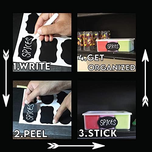 Mantah Rectangle Chalkboard Labels 200pcs with 2 White Chalk Marker, Reusable Waterproof Chalk Label for Storage Bin, Labels for Food Container, Label for Jars, Containers - Image 2