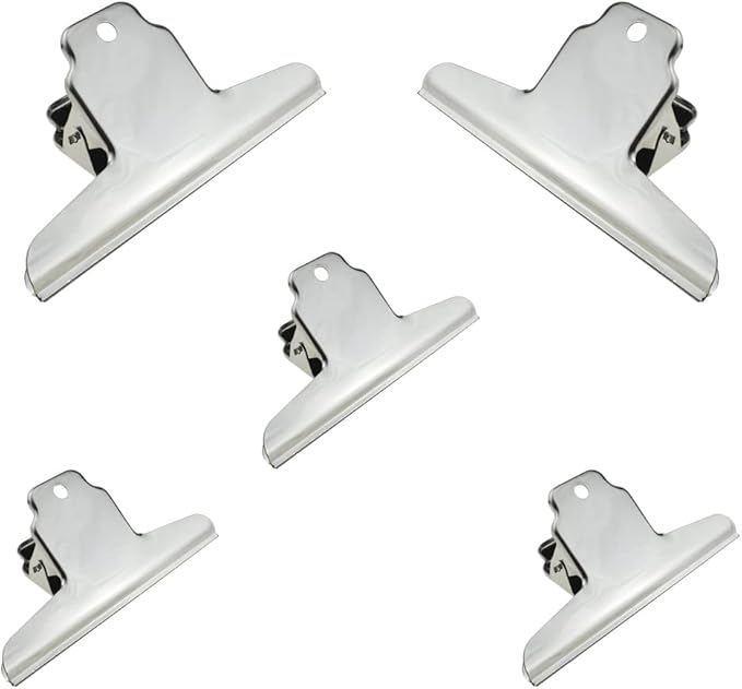 HAHIYO 5.7inch Silver Bulldog Clips Metal File Hinge Binder Clamps Save Space by HAHIYO