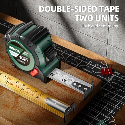SENDA 4 Pack Tape Measure 16Ft - Heavy Duty Tape Measure with 25mm Wide with Three Stops, High Precision Measuring Tape Retractable Measuring Tape, Rubber for Comfortable Grip, Fraction Markings - Image 5