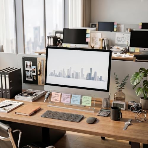 Monitor Memo Board Holder 14"x5", Office Organization Memo Holders for Computer Sticky Note Holder, Space-Saving Under Monitor, Movable & Reusable, Screen Saver for Office & Home Desktop Decor - Image 6