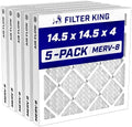 Filter King 14.5x14.5x4 Air Filter MERV 8, AC Furnace Filters (5-Pack) by FilterKing