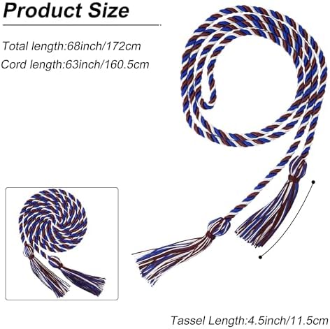 GraduationMall Graduation Honor Cord 68" MaroonRoyalWhite - Image 4